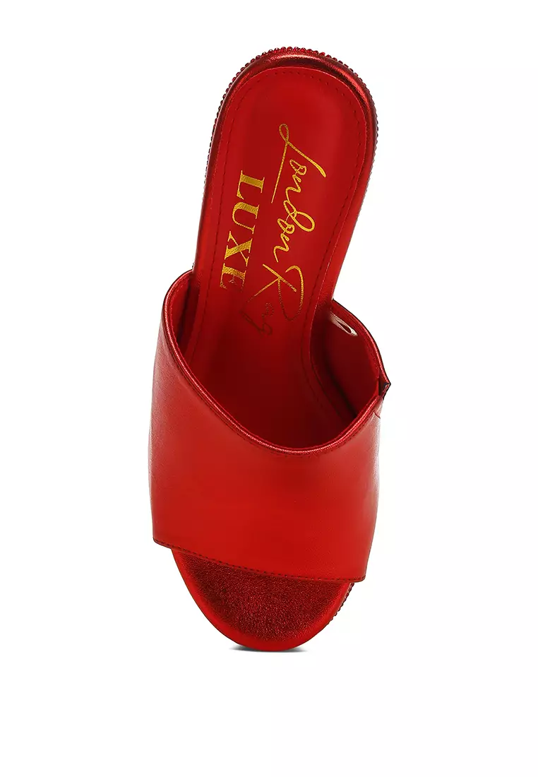 Wedge Heel Peep Toe Sandals in Red