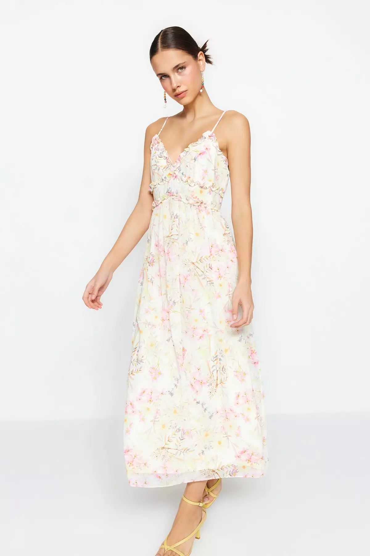 Frill Detailed Midi Dress