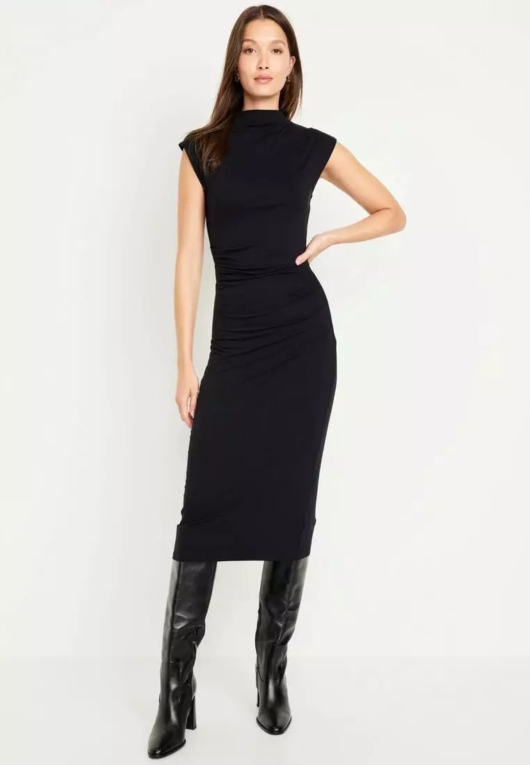 Mock neck midi outlet dress