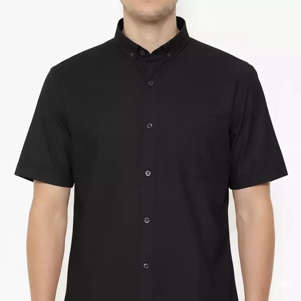 Lawell Kemeja Pria Lengan Pendek Polos Bahan Katun Warna Hitam – CASA
