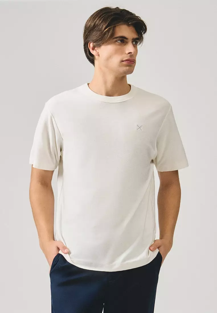 Regular Fit T-Shirt With Neck Binding Finish In Fine Ottoman