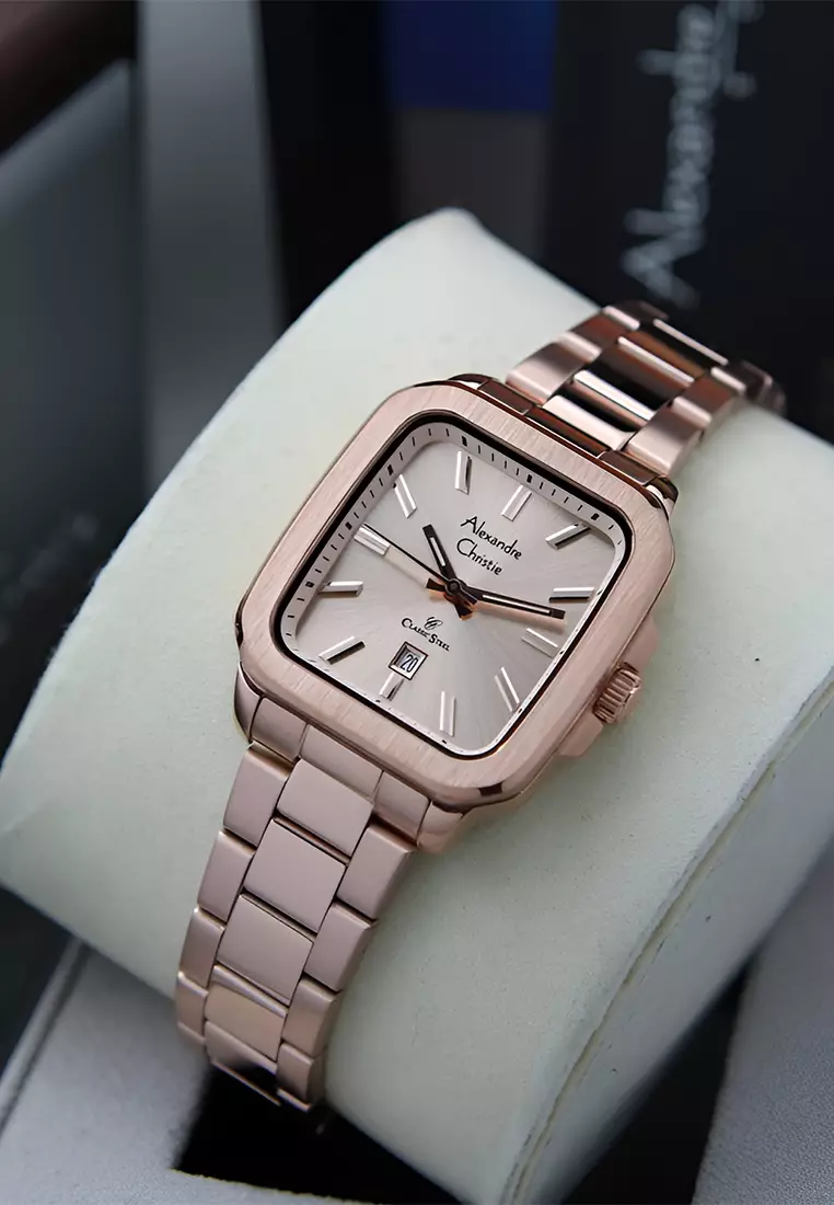 Jam Tangan Wanita Alexandre Christie AC 8687 LDBRGLN - Rosegold Stainless Steel