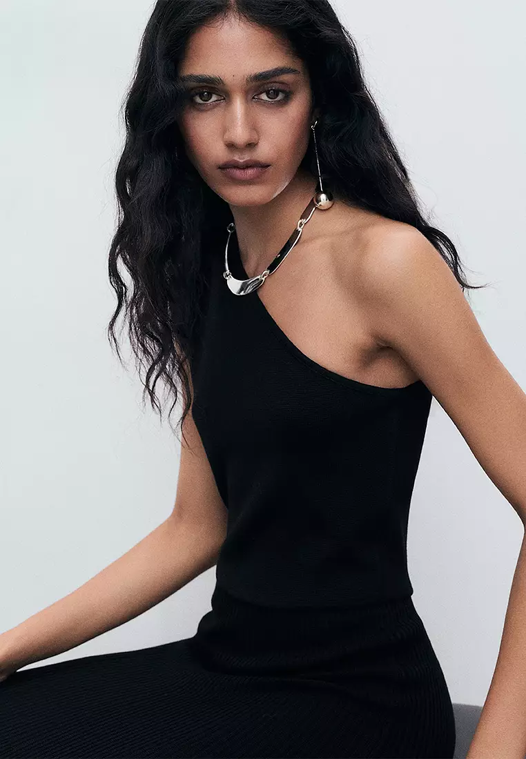 Asymmetrical Combined-Knit Dress