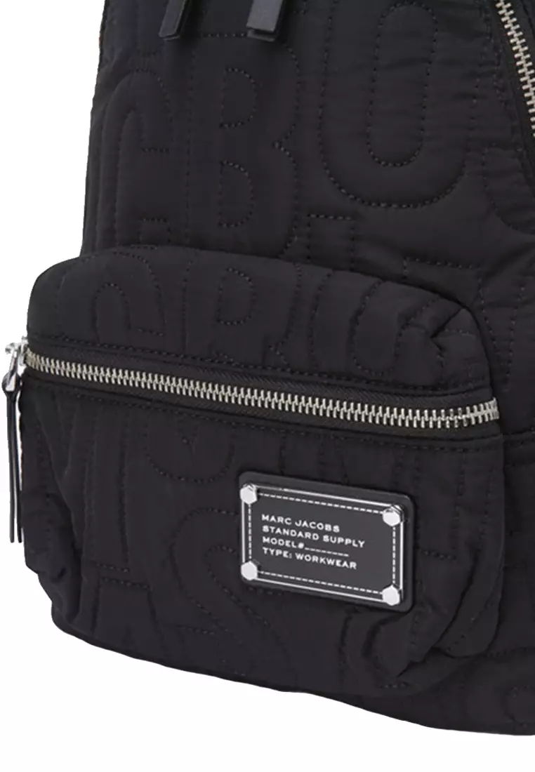 Nylon Jumbled Logo Workwear Small Backpack Bag in Black 4S4HBP002H02