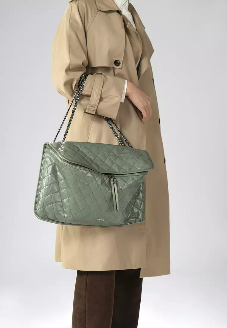 CUBE-II Large Chain Crossbody Bag - Turquoise