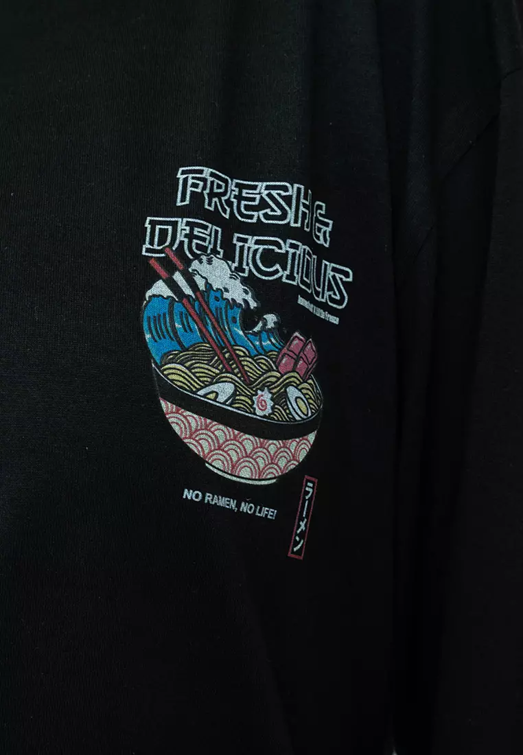 Kaos cotton combed lengan panjang wanita hitam houseofcuff fresh