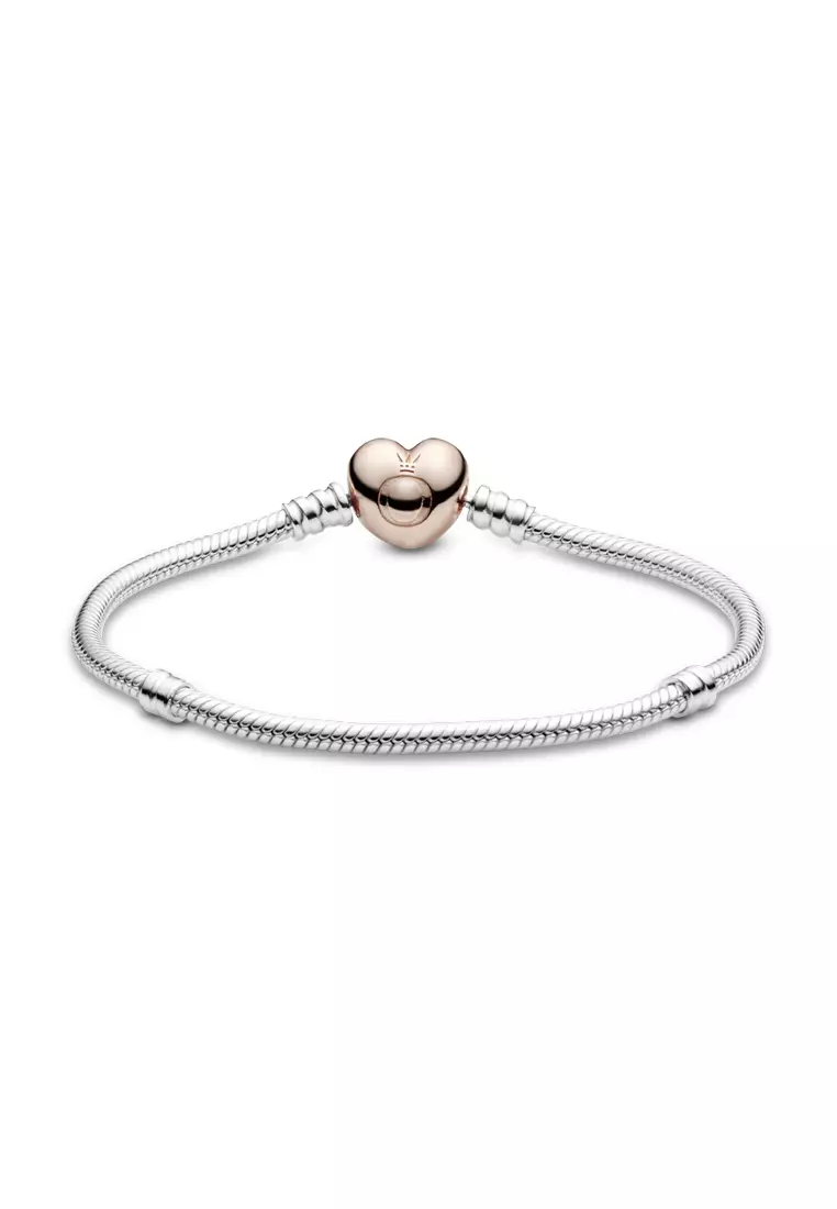 Buy PANDORA Pandora Moments 14k Rose Gold Plated Heart Clasp Snake