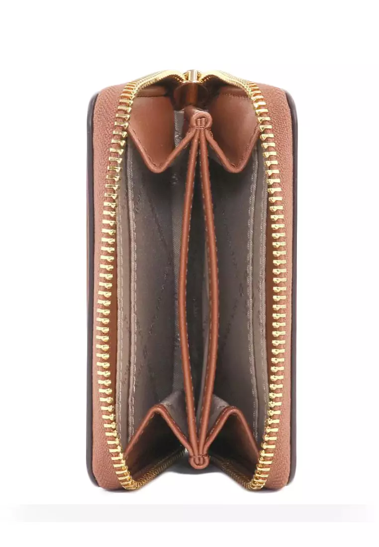 Jet Set Travel Medium Logo Zip-Around Card Case In Signature - Brown