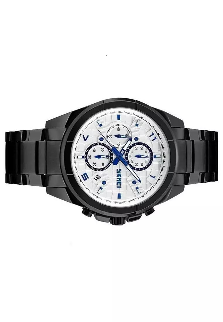 Jam Tangan Kasual Analog Pria Waterproof 50m Strap Tali Material Stainless Steel SP78 ORIGINAL