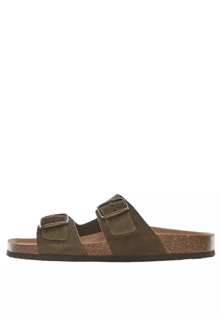 Discount on Mango Man  shoes - SKU: Split Leather Sandals With Buckle