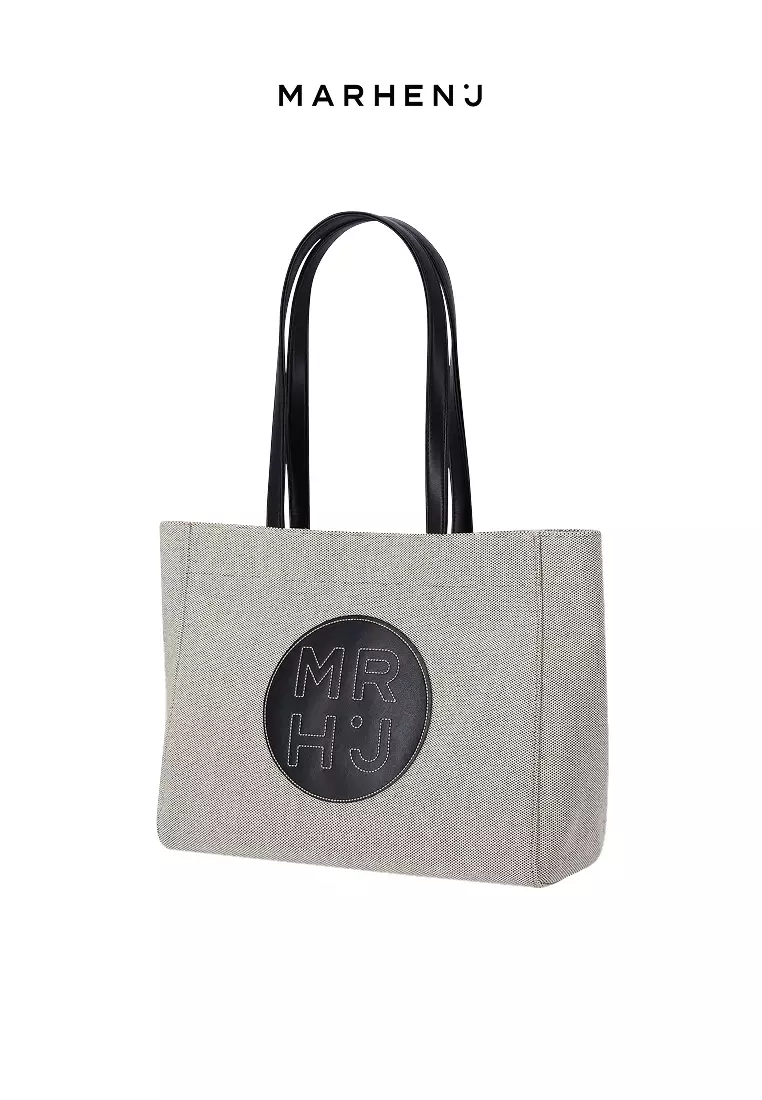 BONO LE BLANC V Canvas Vegan Leather Shoulder Bag Black V