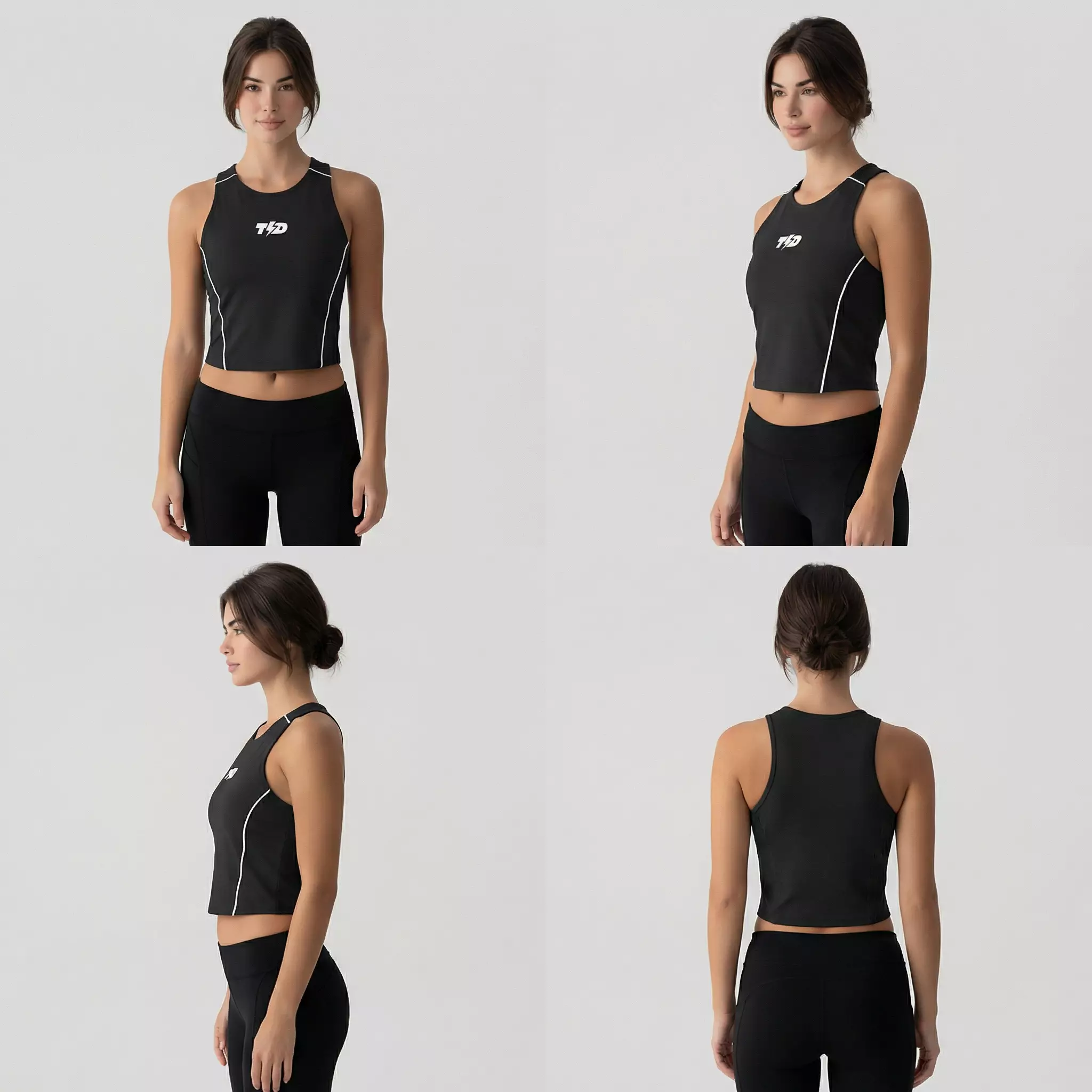 TDACTIVE Kaos Crop Tank TRACKTOP Superairdrylite ringan drifit hitam LSF34
