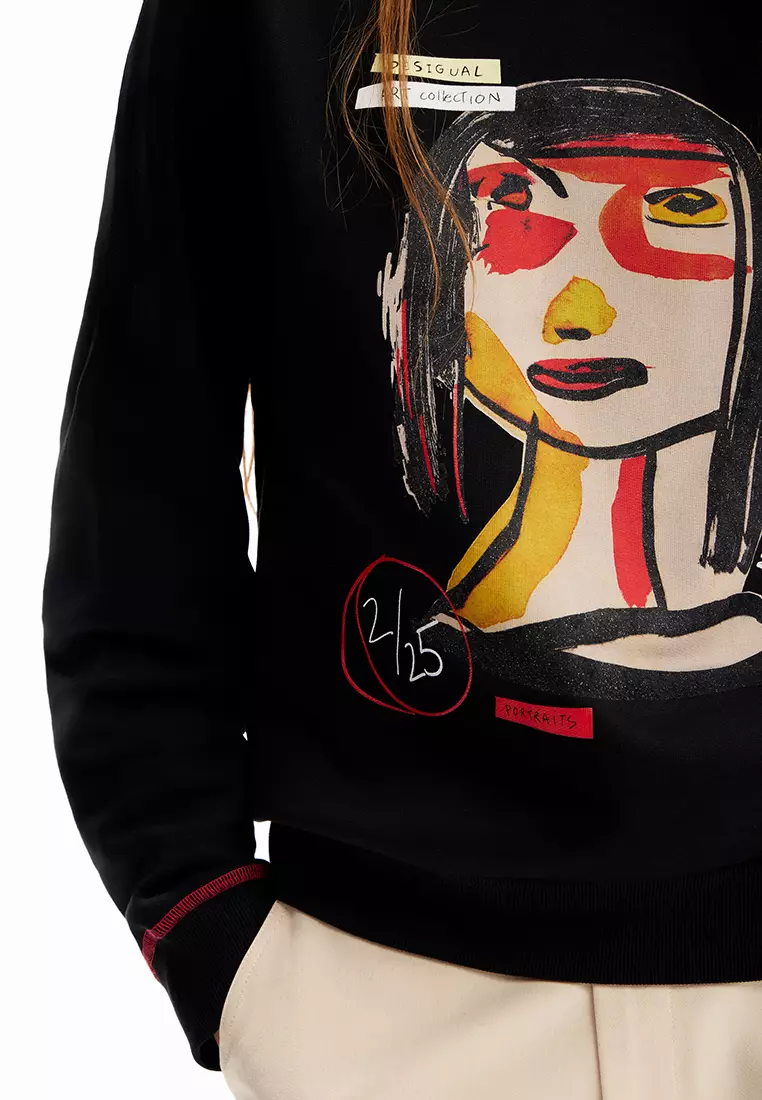 Buy Desigual Desigual Woman Arty face sweatshirt. Online | ZALORA Malaysia