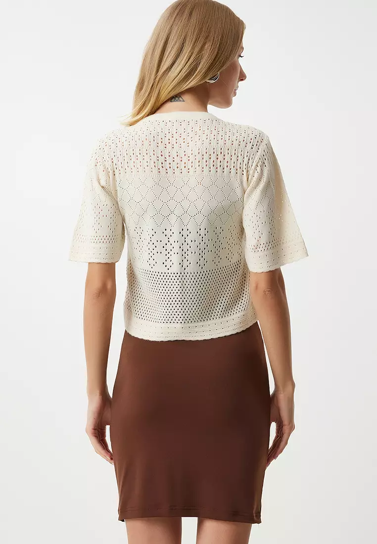 Short Sleeve Crop Cardigan