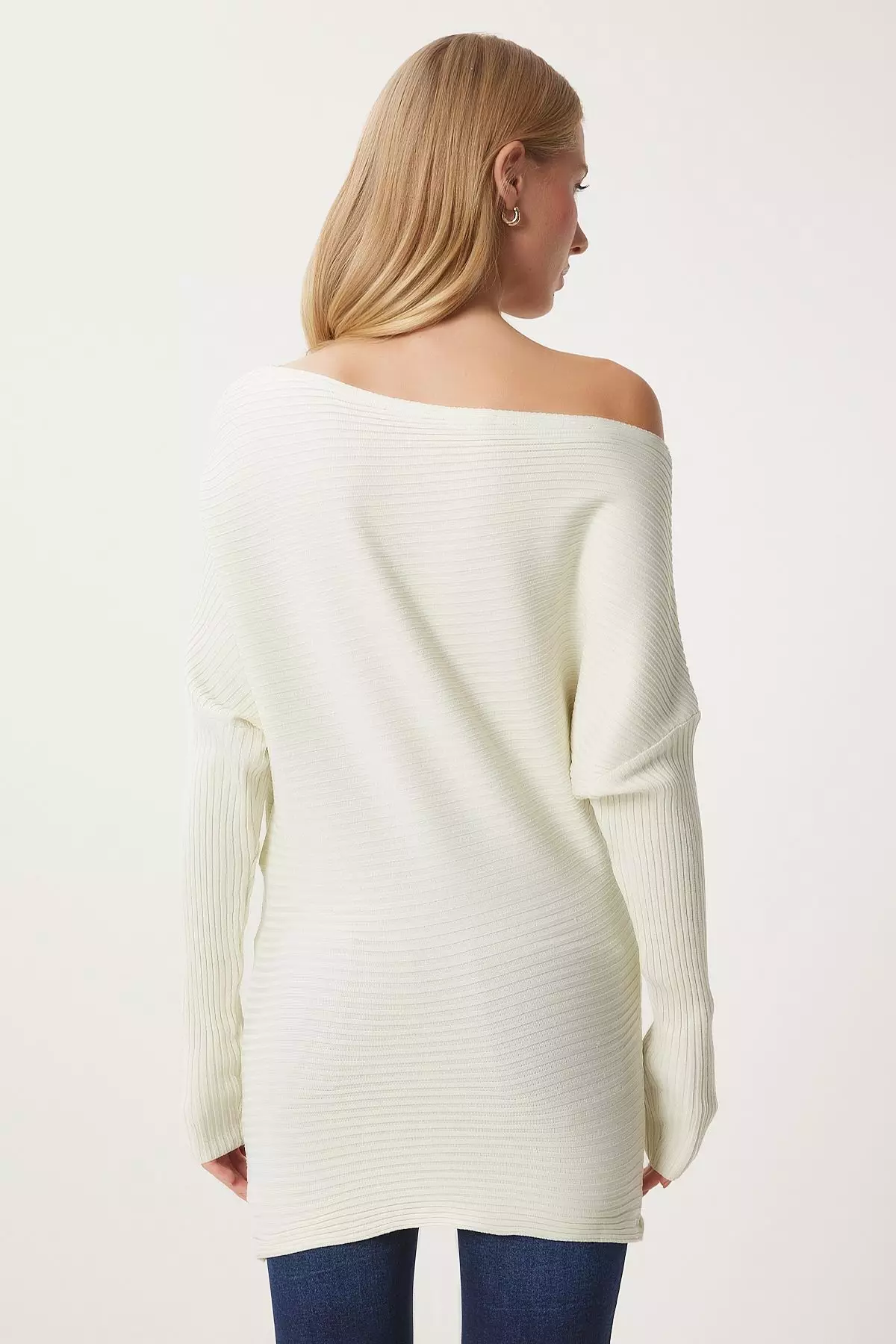 Beige Textured Long Regular Jumper