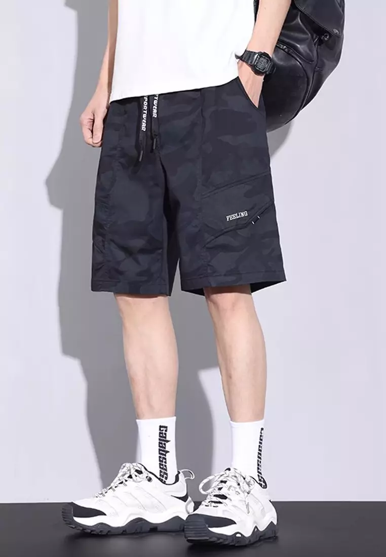 Camo Drawstring Casual Shorts