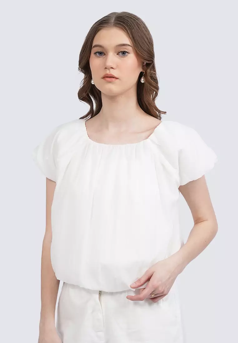 Short Sleeves Balloon Top OFF WHITE