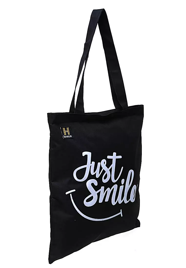 Erico Totebag Pria Just Smile Tas Jinjing Kasual Material Polyester ORIGINAL - Black