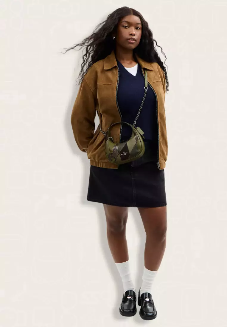 Coach Carmen Mini Crossbody Bag With Patchwork Olive Multi