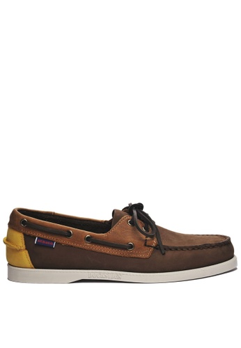 Sebago white and brown and yellow Docksides Portland Rookies 9194FSHD618838GS_1