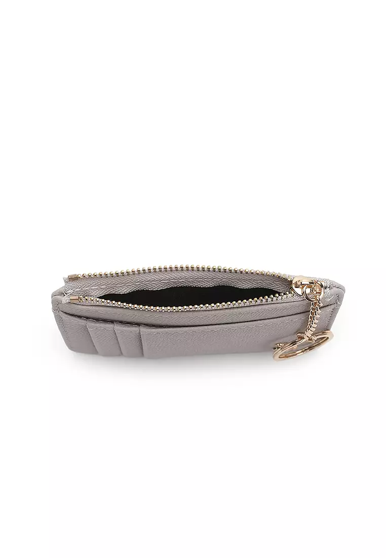 Women's Card Holder With Coin Compartment - Grey