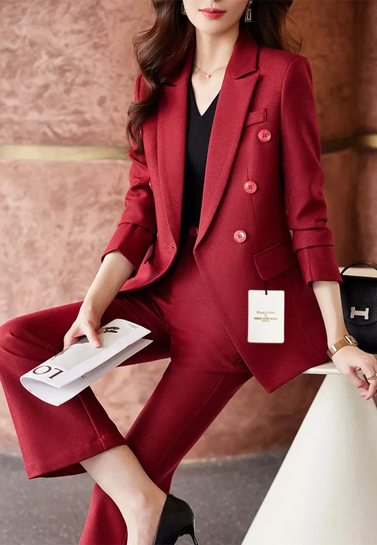 Red coat clearance pant with shoes