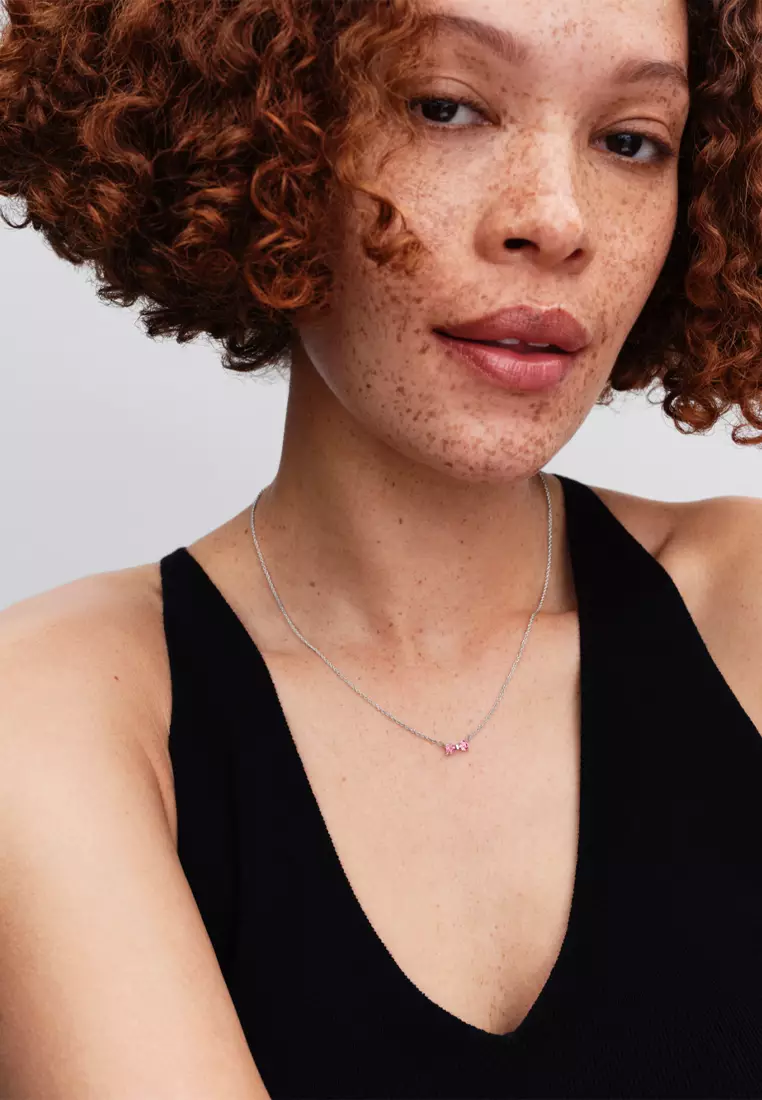 Pandora Pink Bow Pendant Necklace (45CM)