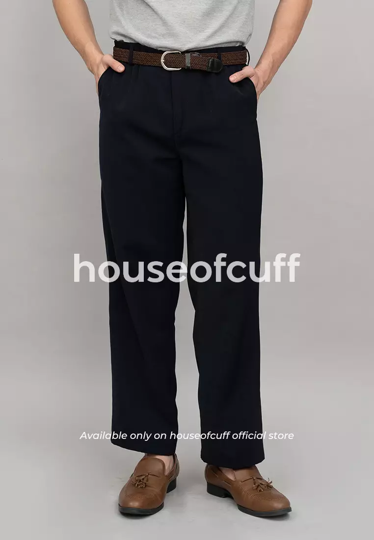 Houseofcuff Celana Panjang Bahan Regular Loose Fit Pants Navy