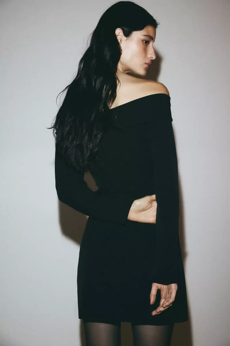 Off-the-shoulder wrap dress