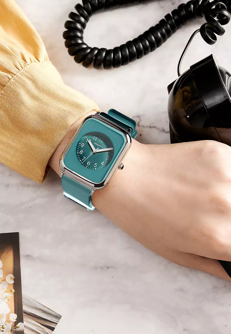 Jam Tangan Wanita Santai Display Kuarsa Tahan Air Wanita Tali Silikon Jam Tangan Cewek all green