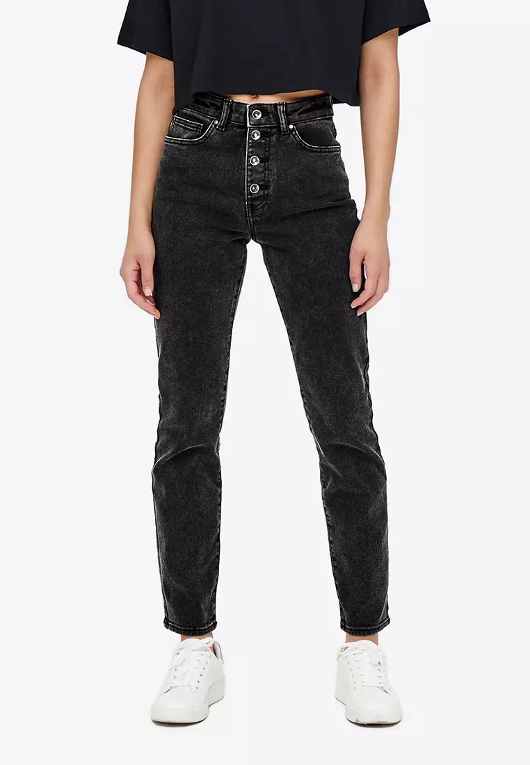 Exposed button discount mom jeans levis