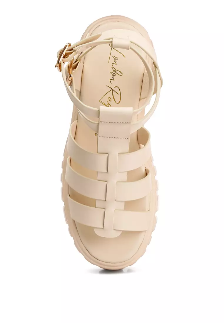 Buy London Rag Beige Recycled Faux Leather Gladiators 2026 Online ...