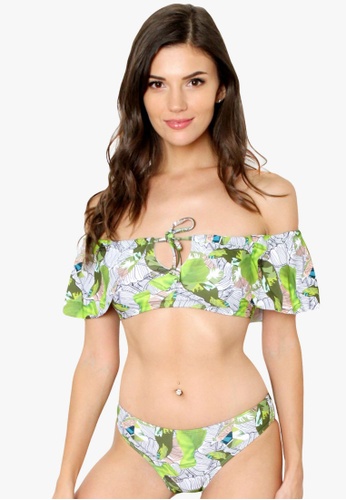 Shop Shapes And Curves Ruffle Off Shoulder Bandeau Two Piece