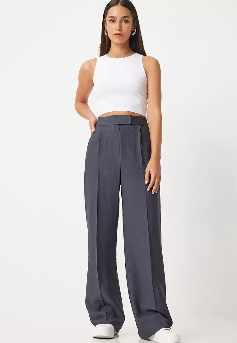 Cotton High Waist Velcro Trousers
