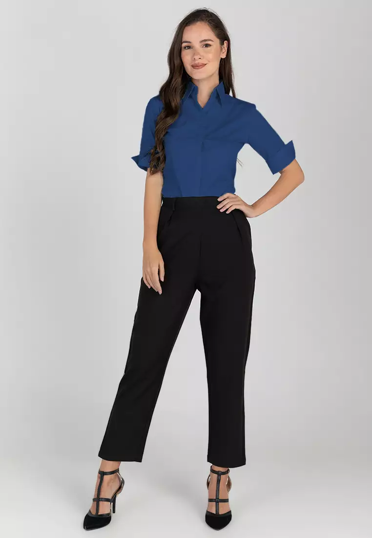 Diana 3/4 Sleeve Pinstripe Button Down Office Blouse