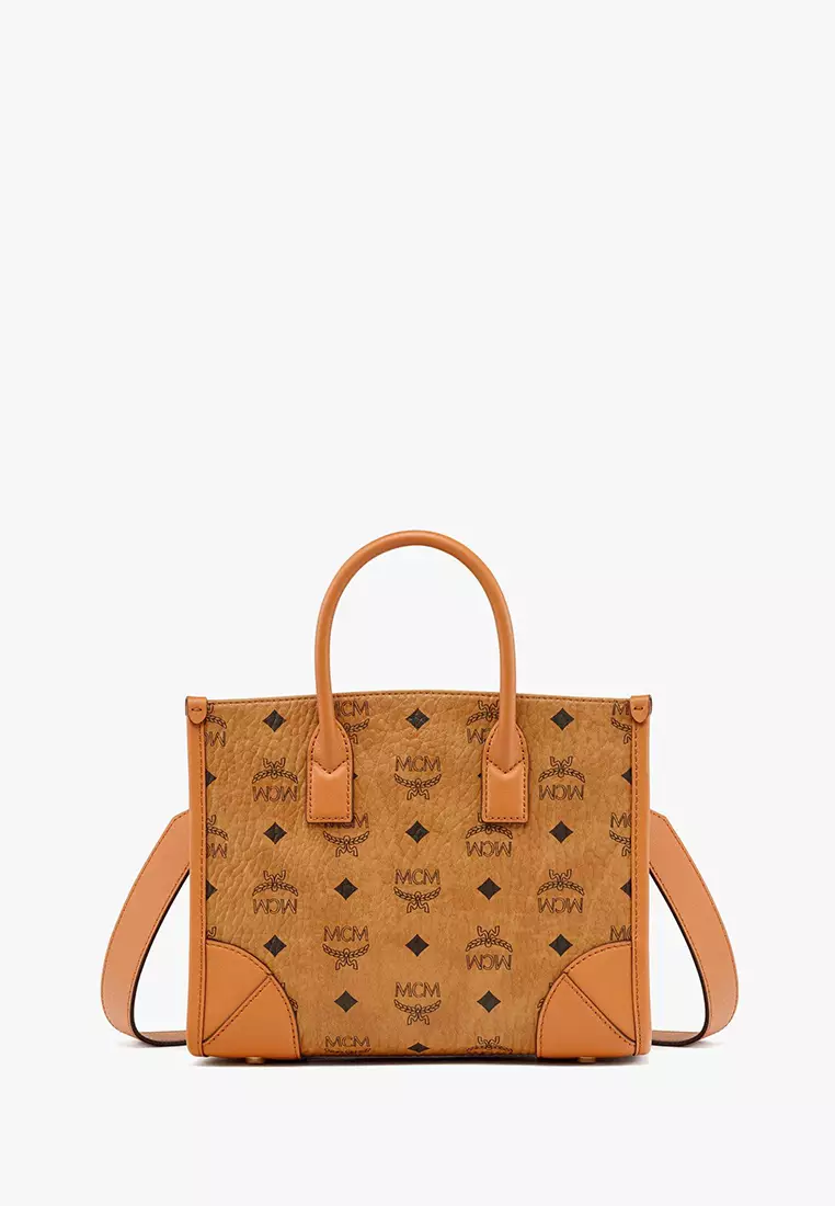 MCM Logo Jacquard Top Handle Tote Bag