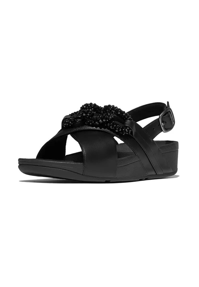 Lulu Women Beaded-chain Leather Back-strap Sandals