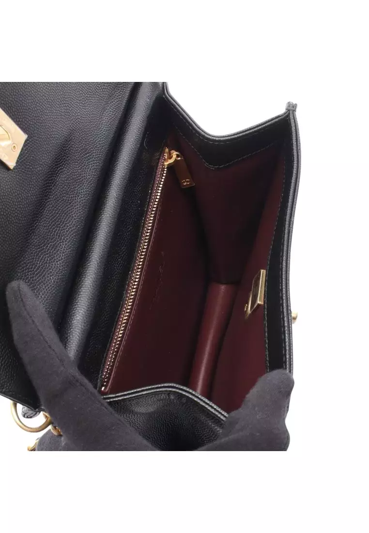 Pre-Loved Chanel Cc Caviar Square Chain Backpack