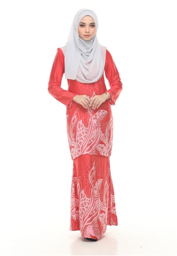 Kurung Modern Iwani (Red) from Nur Shila in Red
