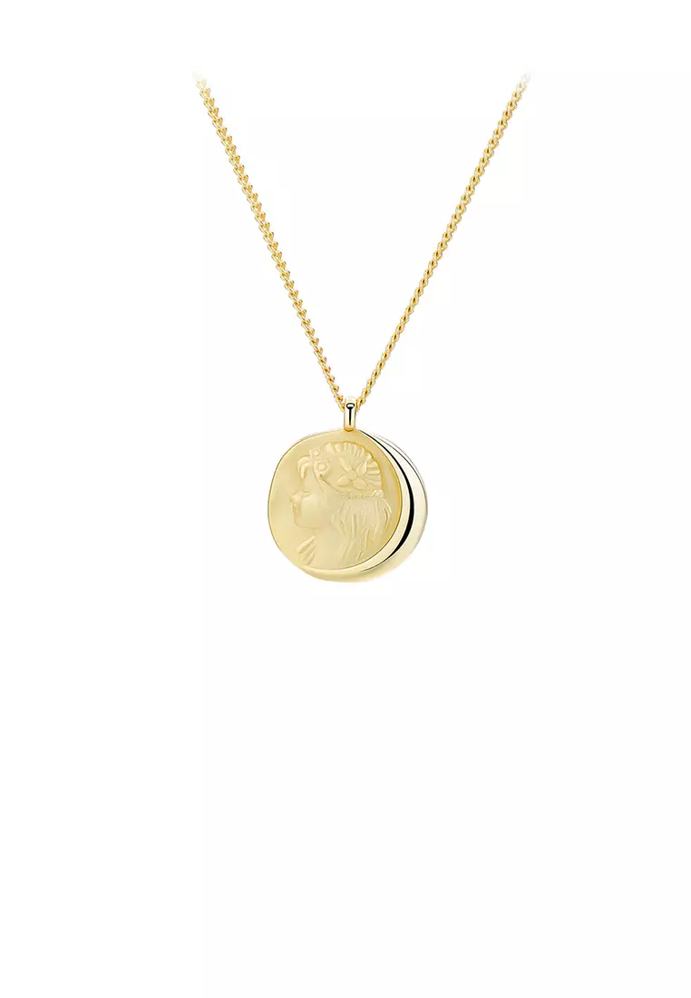 Gold coin medallion necklace on sale