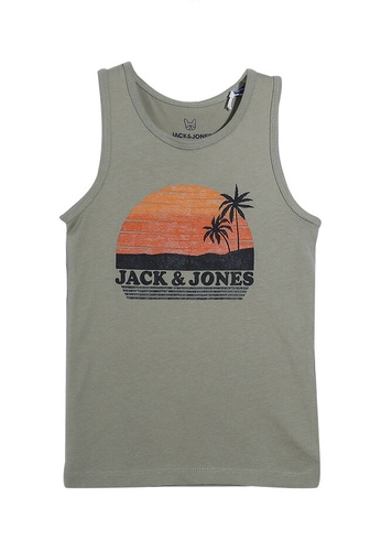 Jack & Jones green Palm Junior Sleeveless Tank Top B23E5KA21953BFGS_1