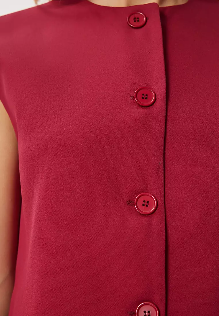 Buttoned Crop Woven Vest