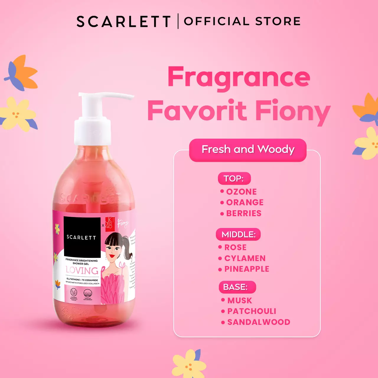 Scarlett Fragrance Brightening Shower Gel Loving | Body Wash | Sabun Mandi Cair