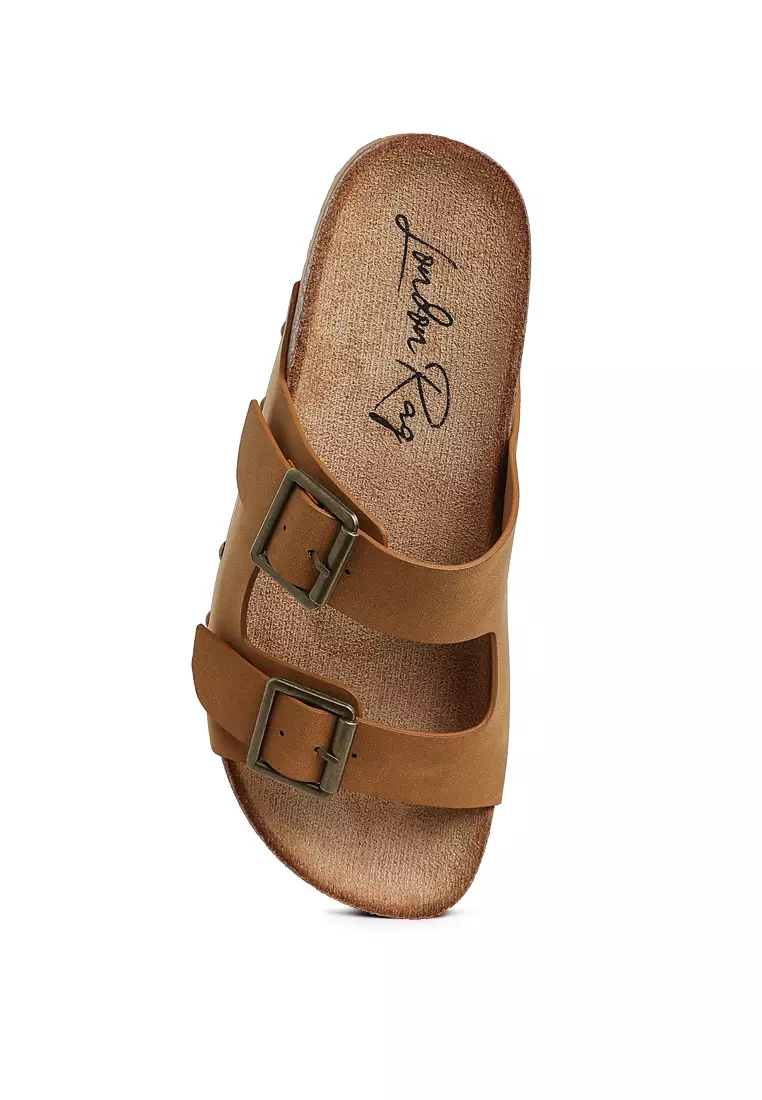 Studded Faux Leather Slip-On In Tan