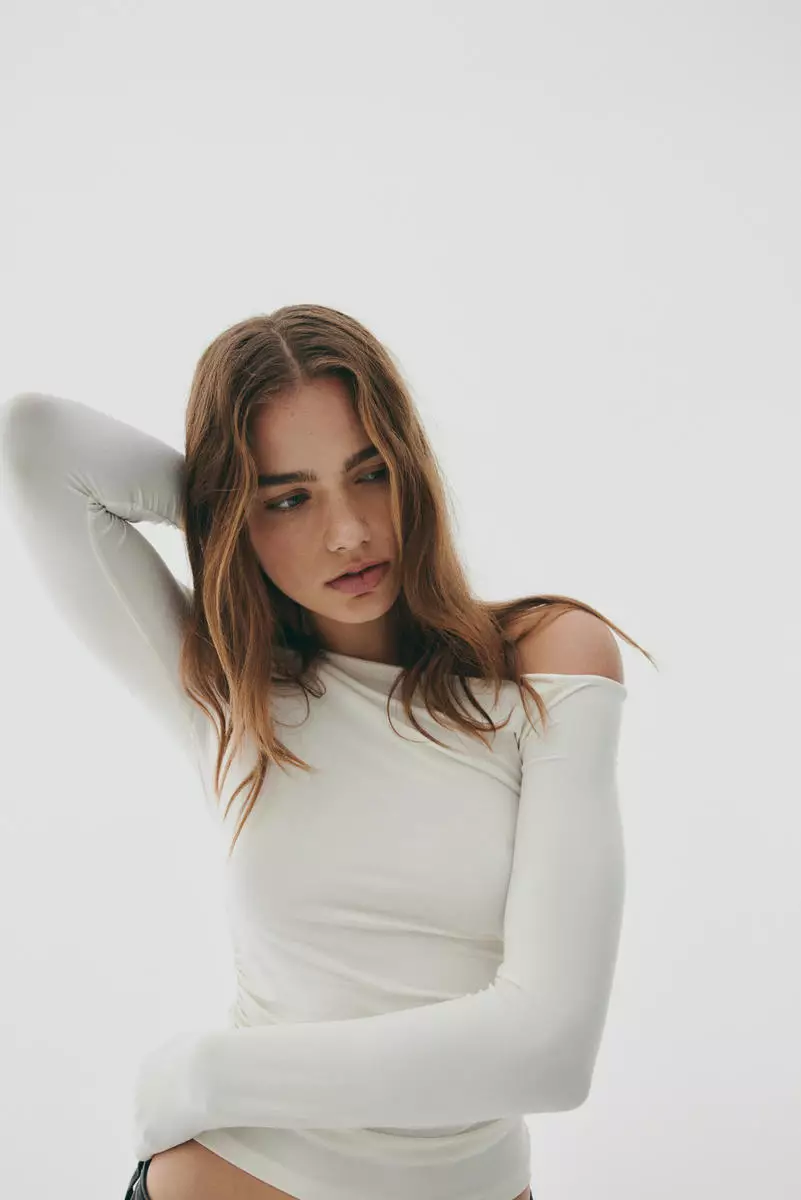 Draped one-shoulder top