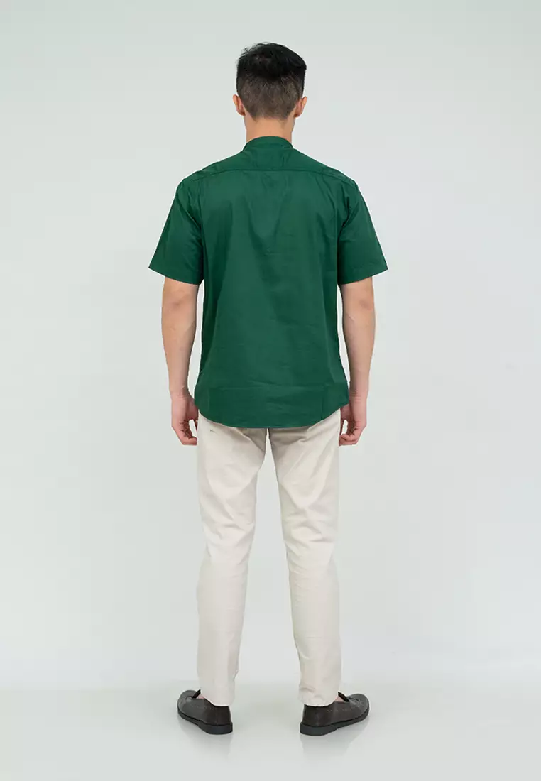 Houseofcuff Baju Koko Kemeja Lengan Pendek Pria Hijau Botol