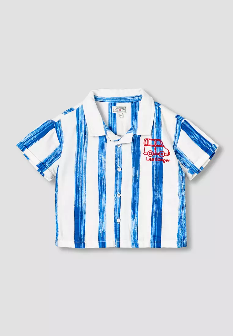 Babyshop Lee Cooper Camp Collar Short Sleeves Shirt And Shorts Set With Stripes