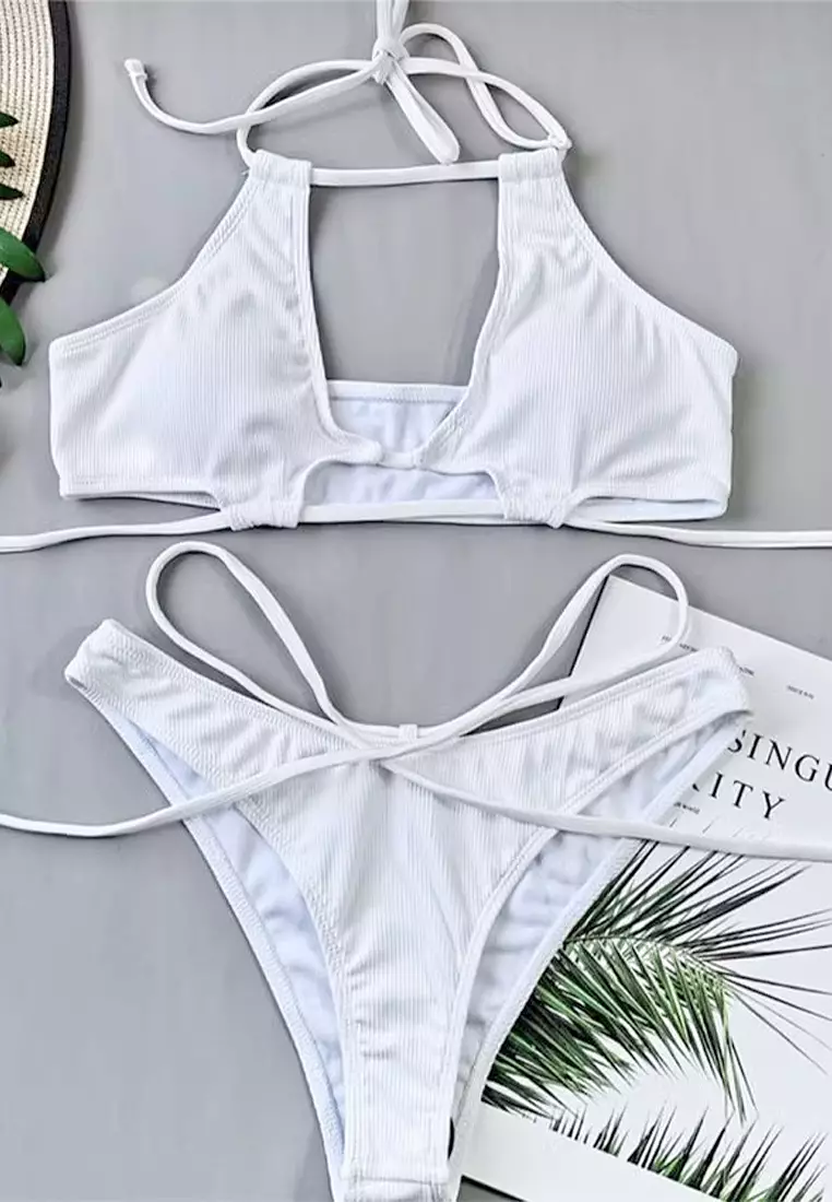 New backless lace-up swimsuit set CA24032171