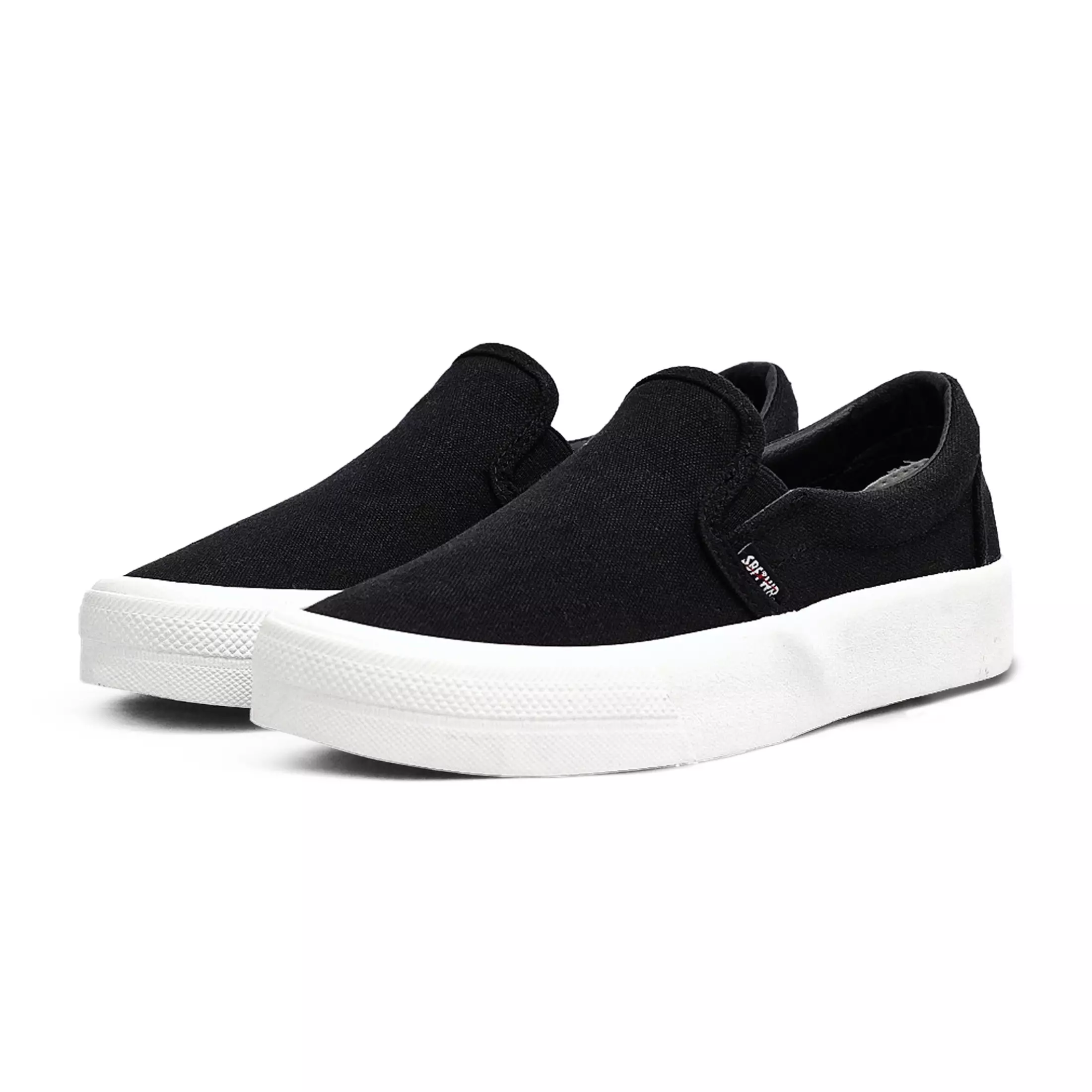 SABA Vintage Slip On ALL Black White - Sepatu Sneakers Casual Pria Wanita