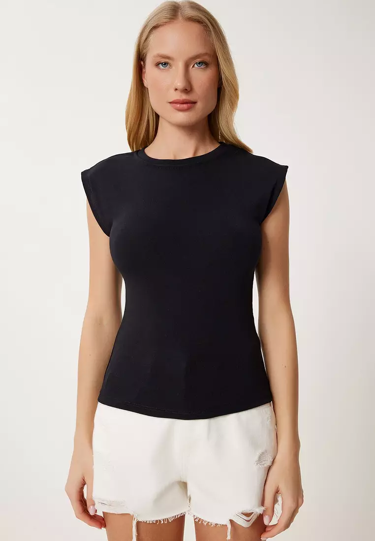 Sleeveless Stretchy Knitted T-Shirt